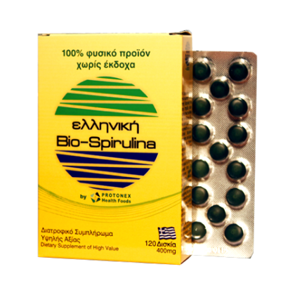 Ελληνική Bio-Spirulina 120 δισκία Protonex Health Foods 400 mg -