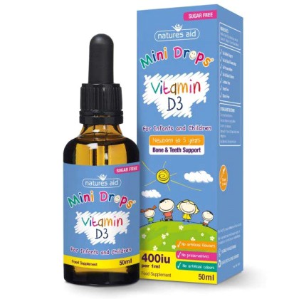 Vitamin D3 400iu Mini Drops 50 ml για βρέφη και παιδιά Natures A
