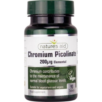 Chromium Picolinate 200ug 90 ταμπλέτες - Natures Aid / Μέταλλα -