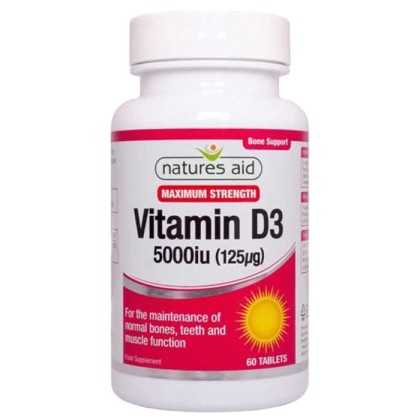 Vitamin D3 5000iu (125μg) 60 ταμπλέτες - Natures Aid / Βιταμίνη 