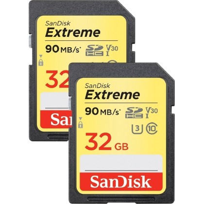 SanDisk Extreme SDHC Video  32GB 90MBs V30 2P. SDSDXVE-032G-GNCI
