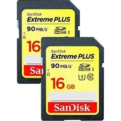 SanDisk Extreme Plus 2-Pack 16GB 90MB/s. UHS-I SDSDXSF-016G-GNCI