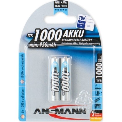 1x2 Ansmann NiMH rech. battery 1000 Micro AAA 950 mAh  - Πληρωμή