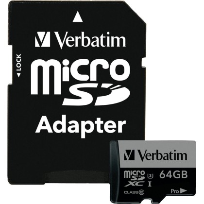 Verbatim microSDXC Pro      64GB Class 10 UHS-I incl Adapter  - 