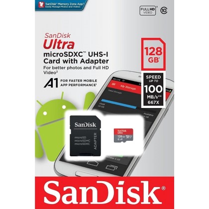 SanDisk Ultra microSDXC     128G 100MBs Adapt. SDSQUAR-128G-GN6I