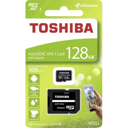 Toshiba microSDXC Class 10 128GB Exceria M203 R100 + Adapter  - 