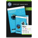 HP 1CC21AE Officejet Value Pack C/M/Y 953 XL + 75 Bl. Paper A 4 