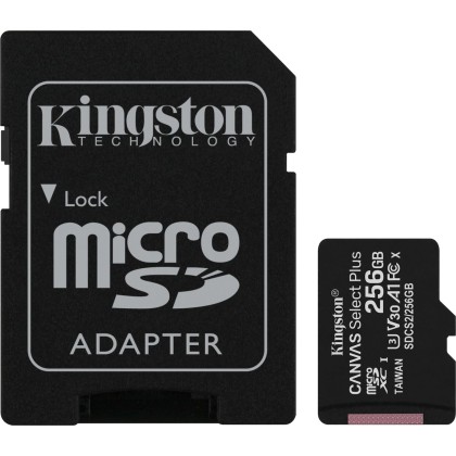 Kingston Canvas Select Plus microSDXC 256GB U3 V30 A1 with Adapt