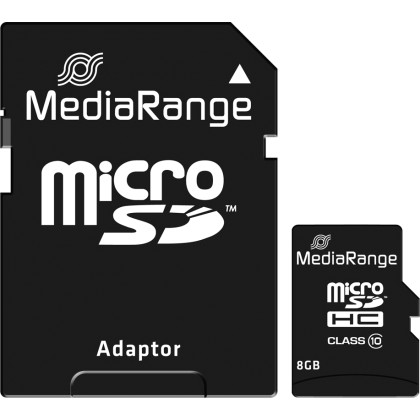 MediaRange microSDHC 8GB Class 10 with Adapter  - Πληρωμή και σε