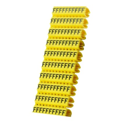 POWERTECH Clip αρίθμησης καλωδίου γράμμα F, Yellow, 10τεμ.