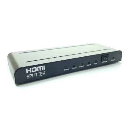 POWERTECH Premiun Quality HDMI 1.4 Splitter, 4x output, EU Power