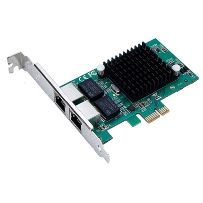POWERTECH Κάρτα Επέκτασης PCI-e to 2x LAN 10/100/1000, Chip Inte