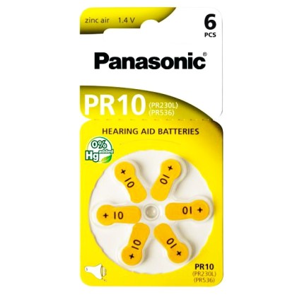 PANASONIC μπαταρίες ακουστικών βαρηκοΐας PR10, mercury free, 1.4