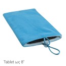 Βελούδινη θήκη πουγκί για tablet έως 8"  - Γαλάζιο