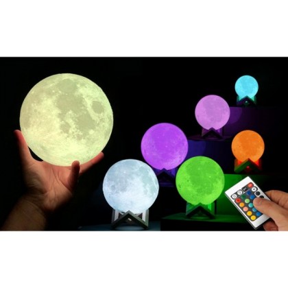 Επαναφορτιζόμενο Φωτιστικό Αφής Φεγγάρι 3D με LED Εναλλασσόμενο 
