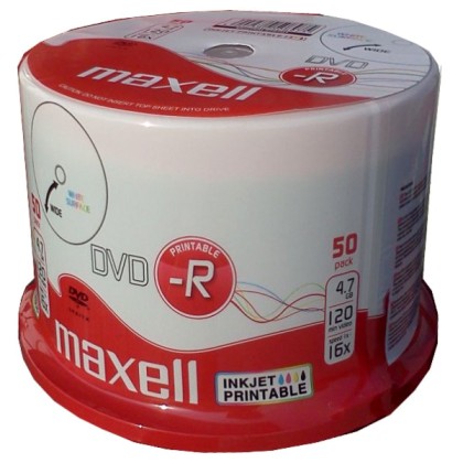MAXELL DVD-R, 4.7GB/120min, 16x speed, printable, Cake 50