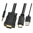 POWERTECH Καλώδιο HDMI(M) & USB(M) σε VGA(M) & 3.5mm(M),