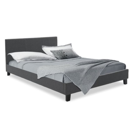 Κρεβάτι Nevil Pakoworld Διπλό 150X200 Με Ύφασμα Χρώμα Ανθρακί Με
