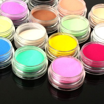 Σκόνη μανικιούρ σε βαζάκια για διακόσμηση νυχιών σε 12 χρώματα