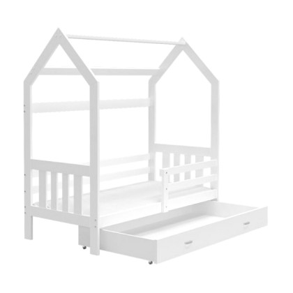 Ξύλινο Παιδικό Μονό Κρεβάτι - Σπίτι Montessori με Στρώμα και 1 Σ