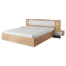 Κρεβάτι Xelo Pakoworld Με Κομοδίνα Χρώμα Oak-Λευκό Ματ 160X200Εκ