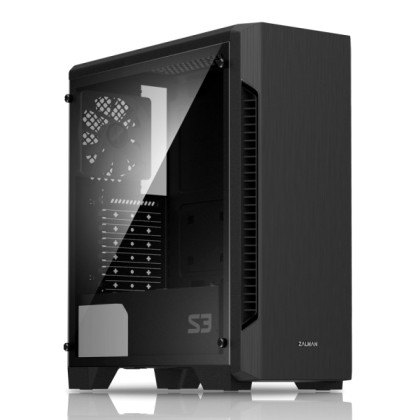 ZALMAN PC case S3, mid tower, 412x189x451mm, 1x fan, διάφανο πλα