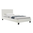 Κρεβάτι Nevil Μονό 100X200 Pu Χρώμα Λευκό Ματ Με Ανατομικές Τάβλ
