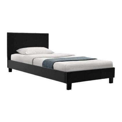 Κρεβάτι Nevil Μονό 100X200 Pu Χρώμα Μαύρο Ματ Με Ανατομικές Τάβλ