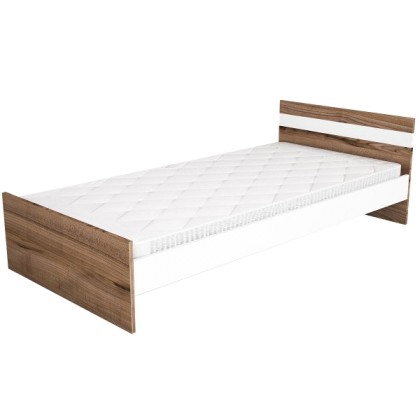 Κρεβάτι Μονό Swan Χρώματος Καρυδί Με Λευκό 90X190