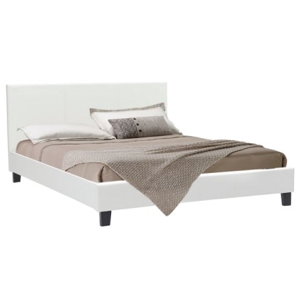 Κρεβάτι Nevil Διπλό 150X200 Pu Χρώμα Λευκό Ματ Με Ανατομικές Τάβ