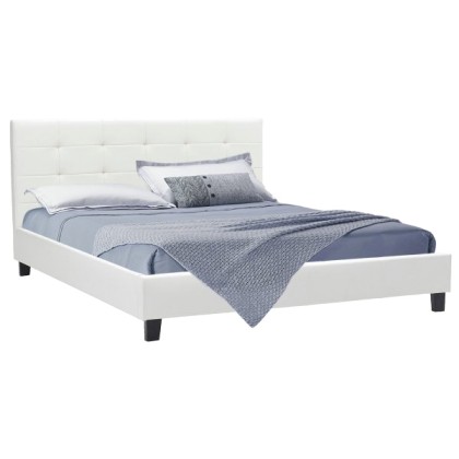 Κρεβάτι Desi Διπλό 160X200 Pu Χρώμα Λευκό Ματ Με Ανατομικές Τάβλ