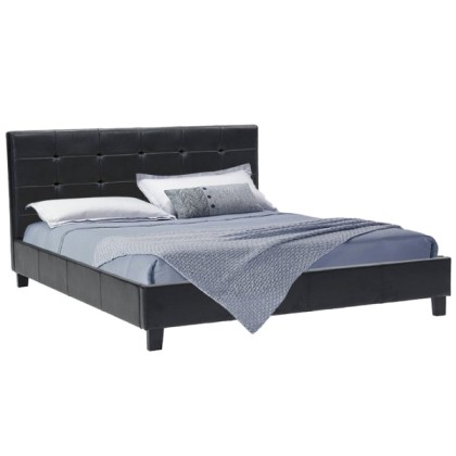 Κρεβάτι Desi Διπλό 160X200 Pu Χρώμα Μαύρο Ματ Με Ανατομικές Τάβλ