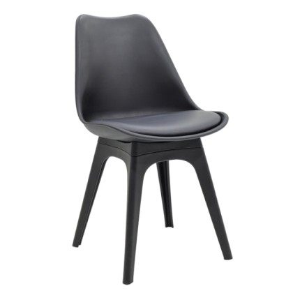 Καρέκλα Gaston Πολυπροπυλενίου-Pu Χρώμα Μαύρο Επαγγελματική Κατα