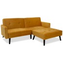 Γωνιακός Καναπές-Κρεβάτι Με Σκαμπώ Dream Κίτρινο Βελούδο 209X87-