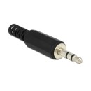 DELOCK Βύσμα 3.5mm Stereo, 3 pin, Bend Protection, Plastic, Blac