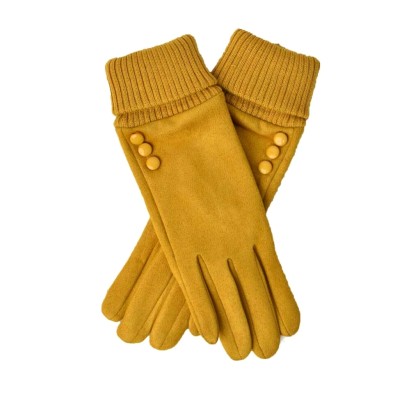 Γυναικεία βελούδινα γάντια με στρογγυλά διακοσμητικά