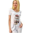 Γυναικείο T-shirt με τύπωμα σκαραβαίος και στρας