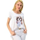 Γυναικείο T-shirt με τύπωμα σκυλάκι και στρας