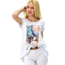 Γυναικείο T-shirt με τύπωμα καράβι και στρας