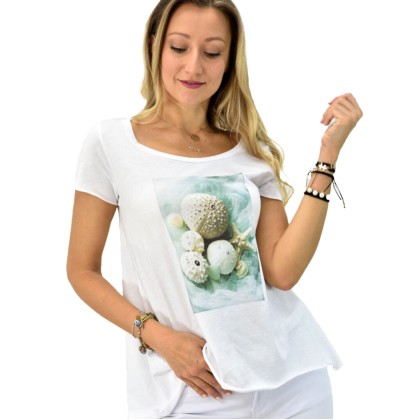 Γυναικεία μπλούζα T-shirt με κοχύλια