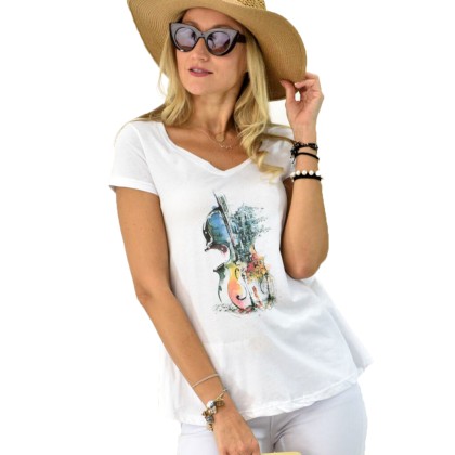 Γυναικεία μπλούζα T-shirt με  τύπωμα βιολί