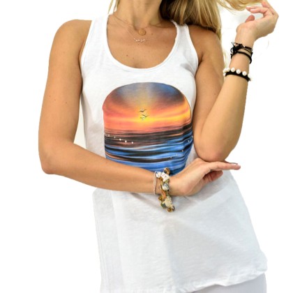 Γυναικείο T-shirt με τύπωμα ηλιοβασίλεμα