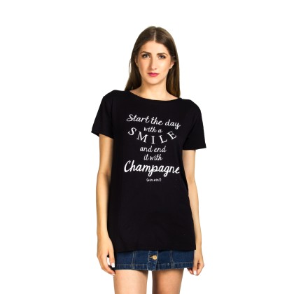 Champagne μπλουζάκι t-shirt ΜΑΥΡΟ 37-106-007