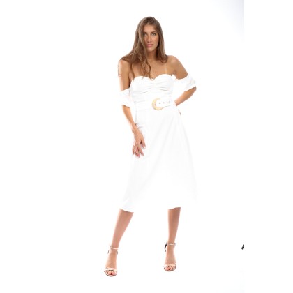 GLAMOROUS φόρεμα μίντι OFF WHITE 28-107-045