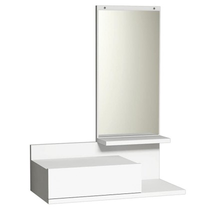Κονσόλα τοίχου Mode Coat pakoworld με καθρέφτη λευκό χρώμα 60x30