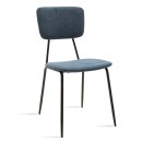 Καρέκλα Tania pakoworld μεταλλική μαύρη με ύφασμα μπλε