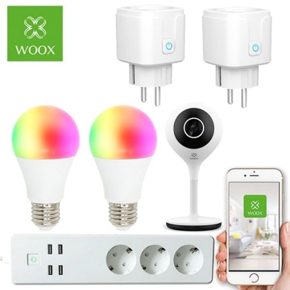WOOX Smart Home ΣΕΤ με IP Κάμερα, Πολύπριζο 16A, 2 Πρίζες 16A κα