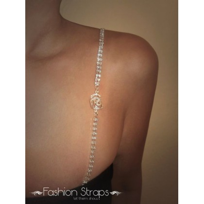 Fashionstraps - Double Row Clear Diamantes With A Clear Rose In 