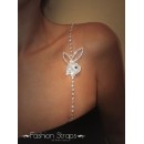Fashionstraps - Single Row Clear Diamantes With Bunny In Silver 