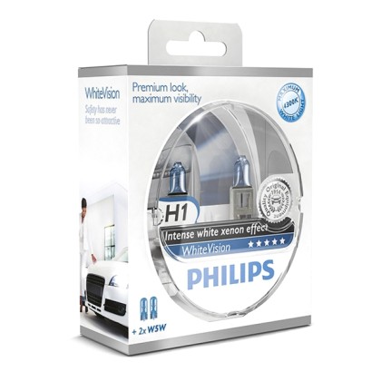 Λάμπες Philips White Vision H1 Σετ 2 τεμάχια + 2W5W 12258WHVSM